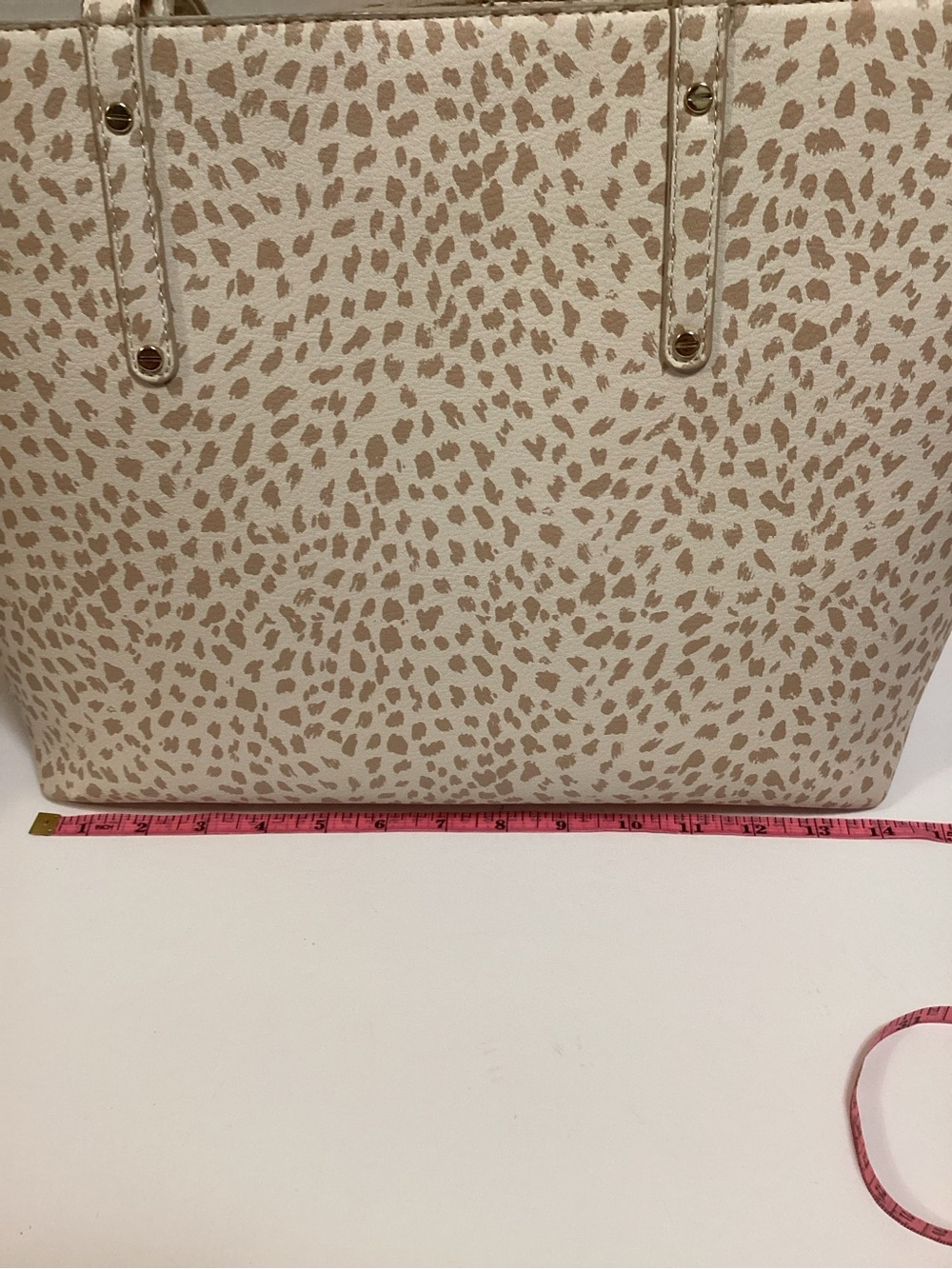 INC International Concepts Cream and Beige Animal Print Tote - Picture 4 of 14